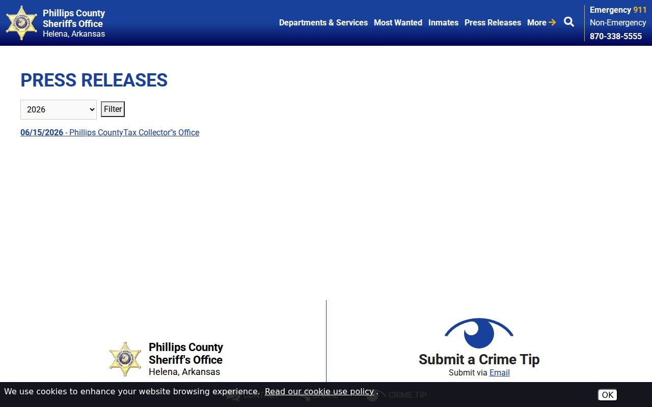 Phillips County arrest search sheriff press releases