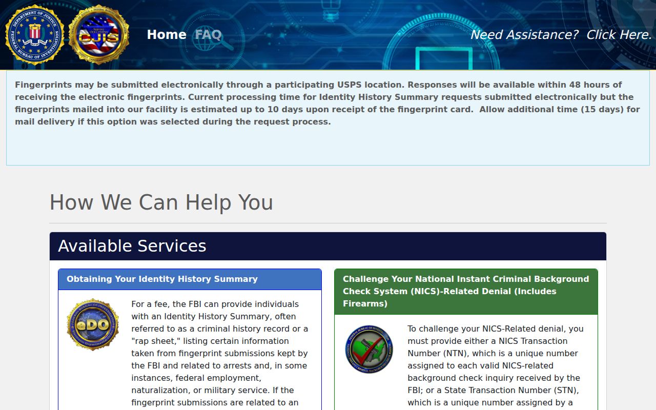 Phillips County court case lookup FBI identity history portal