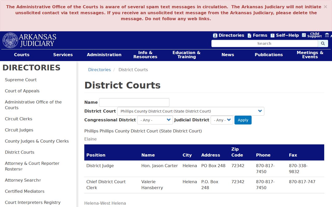 Phillips County court case lookup district court directory