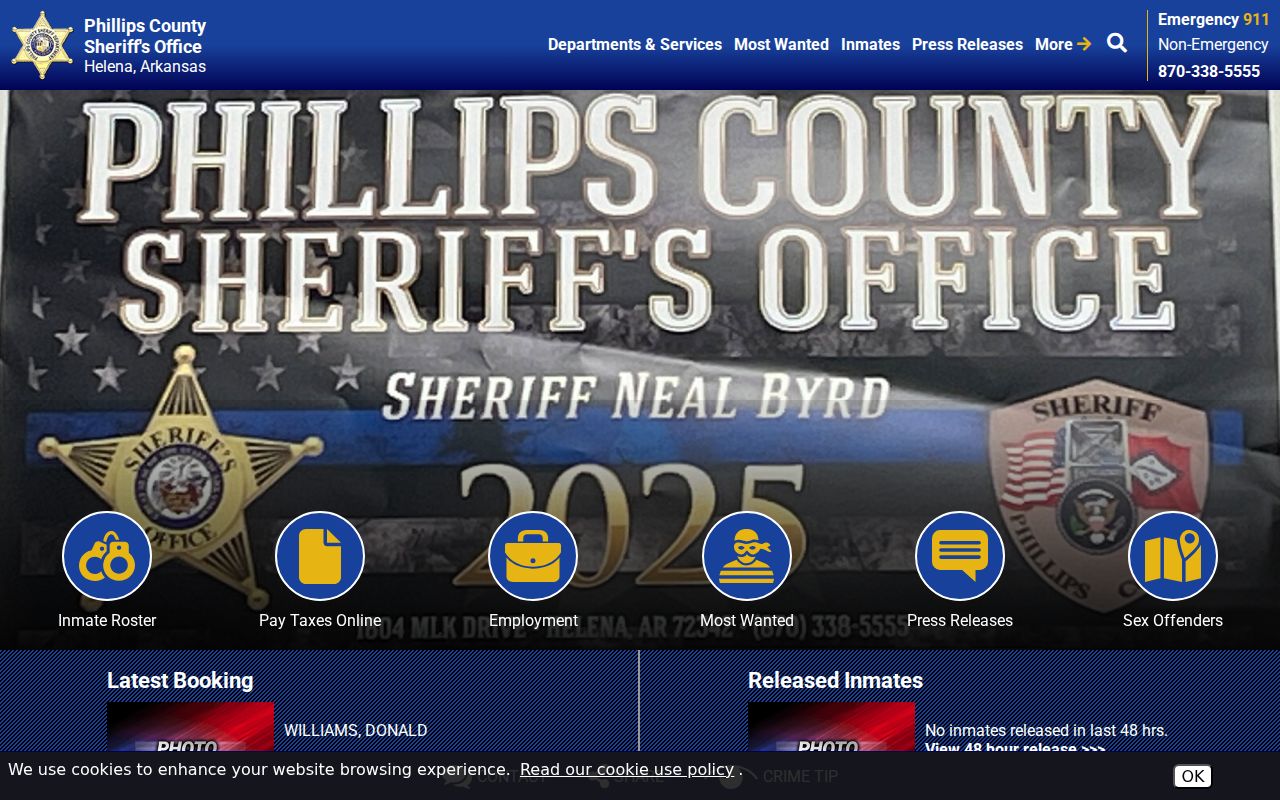Phillips County Sheriff's Office official website record links